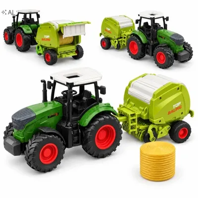 Produktbild von Spielzeug Traktor mit Ballenpresse und Heuballen Landwirtschaftsset Kinder ab 3 Jahren