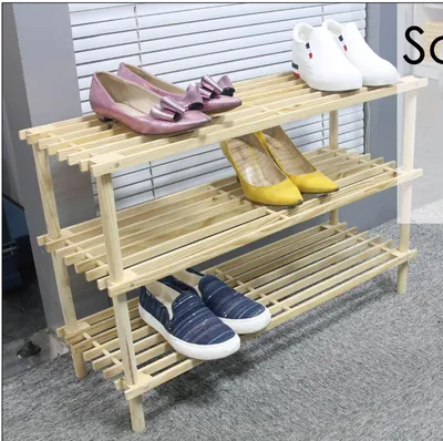 Image de Étagère à chaussures en pin Armoire à chaussures Étagère à chaussures Étagère en bois
