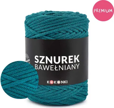 Zdjęcie produktu dla Wysokiej jakości bawełniany sznurek firmy KOKONKI 5 mm – ciemnozielony szmaragdowy | rolka 100 m | makrama i szydełkowanie