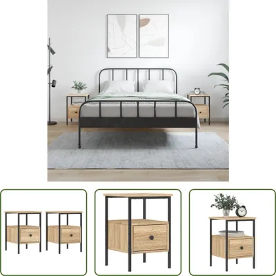 Produktbild von The Living Store Nachttische 2 Stk. Sonoma-Eiche 34x36x50 cm Holzwerkstoff