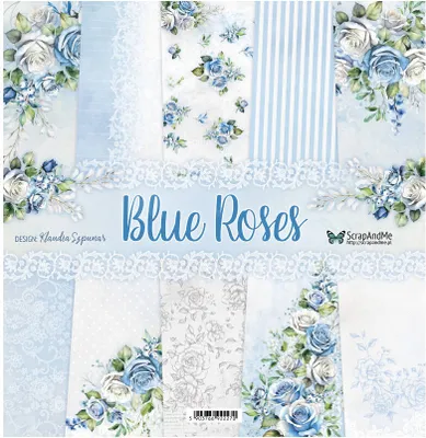 Image de Set 6 feuilles 30x30 double face papier scrapbooking - ScrapAndMe - Blue Roses
