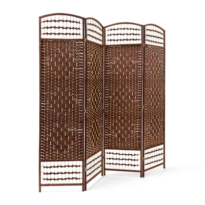 Produktbild von Relaxdays Paravent, faltbarer Raumteiler, HxBxT:179x180x2cm, Bambus, 4 Elemente, Sichtschutz, Spanische Wand, braun