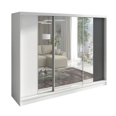 Produktbild von Schwebetürenschrank VENA 3-türiger Kleiderschrank mit 3 Spiegeln, 3  Kleiderstangen – Funktionalität und Eleganz!