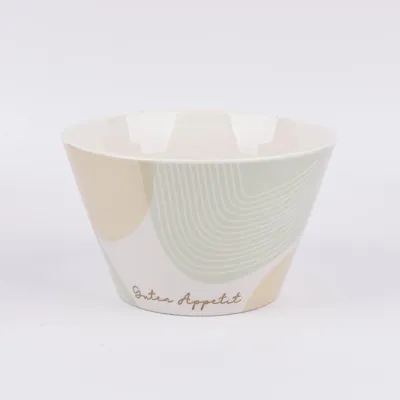 Produktbild von Müslischale Porzellan Guten Appetit weiß mint beige gold 14x9cm