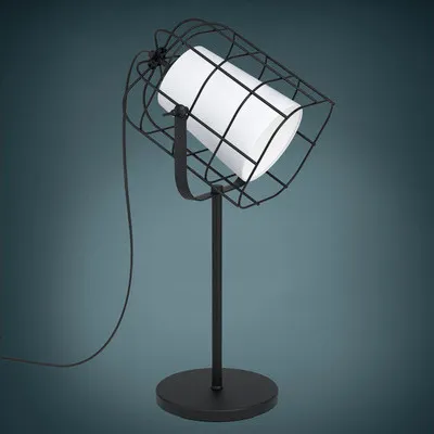 Zdjęcie produktu dla Lampa stołowa 1-światło wys. x dł. x szer. 57 x 27,5 x 26 cm Bittams czarny/biały z przełącznikiem kablowym