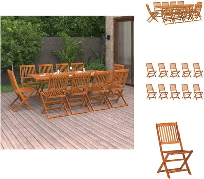 Produktbild von vidaXL 11-tlg. Garten-Essgruppe Massivholz Akazie -  Gartenmöbel-Sets