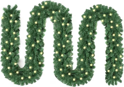 Produktbild von Fiqops Weihnachtsgirlande 5m mit 100 LEDs Tannengirlande Künstliche Weihnachtskranz Weihnachtsdekoration für Innen und Außen