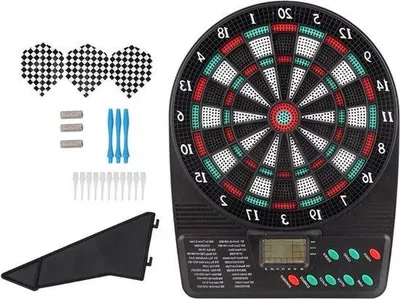 Imagen del producto de Tablero de dardos electrónico con pantalla LED y cálculo automático de puntos, ideal para jugar en casa y al aire libre