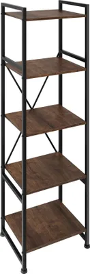 Image de Etagère bibliothèque MANCHESTER style industriel 47,5 x 34,5 x 151,5 cm - Bois foncé industriel, rustique