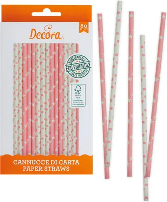 Obrázek produktu pro Papírová brčka 80ks růžová