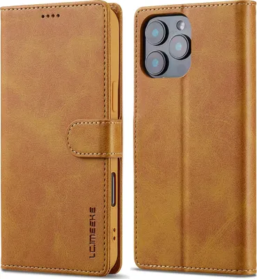 Produktbild von Hülle für iPhone 16 Pro, Klapphüllen Brieftasche Leder Magnetverschluss Ständer Schutzhülle Gelb