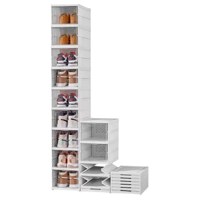 Obrázok produktu pre Plastová skrinka na topánky Stojan na topánky 9 priehradiek Policový systém Stojan na topánky 157,5x34,5x25,5cm