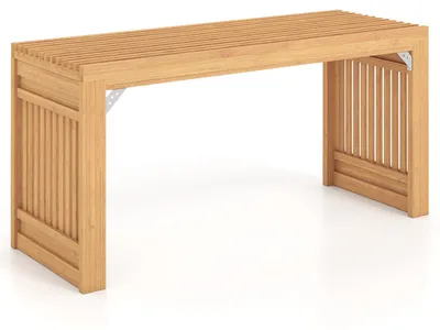 Produktbild von COSTWAY Sitzbank aus Bambus, 90 x 33 cm, Essbank für 2 Personen, Bambusbank ohne Lehne, Garderobenbank mit Lamellensitzfläche, belastbar bis 250 kg