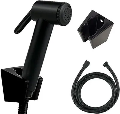 Immagine prodotto di Doccetta per bidet nera con tubo flessibile e morsetti