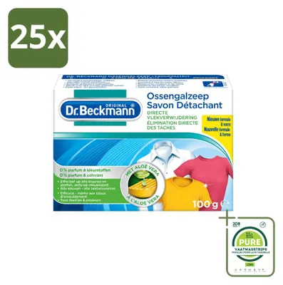 Produktbild von 25 x Dr. Beckmann Fleckenteufel Gallseife mit Aloe Vera, 100 g - Großpackung - 25 Stücke