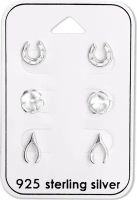 Produktbild von Ohrstecker Set 925 Sterling Silber mit Glücksmotiven