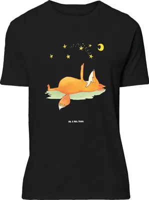 Produktbild von Mr. & Mrs. Panda Größe L T-Shirt Fuchs Sterne - Schwarz - Geschenk, Mond, Shirt, Tshirt, Romantik, Sternengucker, Nachts, mit Spruch