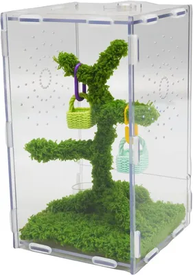 Produktbild von Terrarium 15x15x25 cm, für Spinnen, Belüftungslöcher, Futternapf, Spielzeug, Futterclip