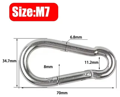 Produktbild von Karabinerhaken - Federschnapphaken - M7 - Edelstahloptik - Robust - 5er-Pack - Für Seile und Schlüsselanhänger
