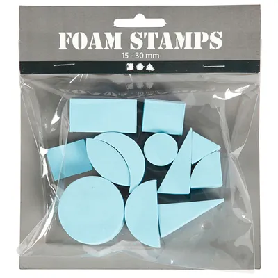 Productafbeelding van Moosgummi stempels, 15-30 mm, set van 12, met 12 geometrische vormen