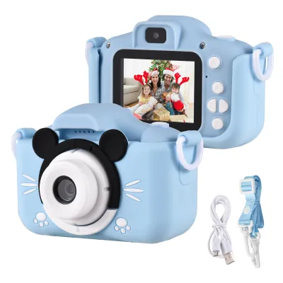 Produktbild von Mini-Cartoon-Kinder-Digitalkamera 1080P Digital-Videokamera fuer Kinder Dual-Objektiv 2,0-Zoll-IPS-Bildschirm mit Umhaengeband Geburtstags-Weihnachtsgeschenk fuer Jungen Maedchen