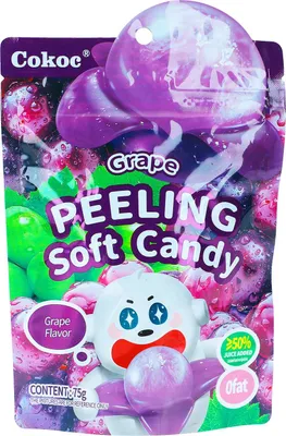 Produktbild von Cokoc Peeling Soft Candy Grape 75g – Schälbares Fruchtgummi mit Traubengeschmack+Heartforcards Versandschutz