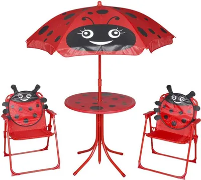 Produktbild von 3-tlg. Garten-Bistro-Set für Kinder mit Sonnenschirm Rot