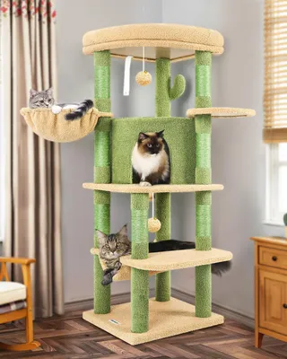 Productafbeelding van Hoekige Krabpaal voor Katten met Ruime Mand en Hangmat