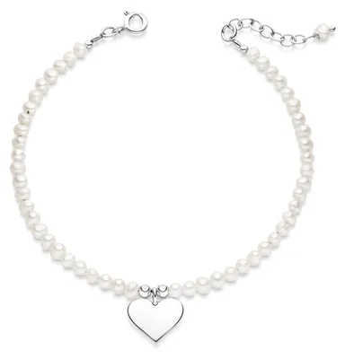 Produktbild von MATERIA by Matthias Wagner Perlenarmband mit Herz Anhänger für Damen 18-20cm verstellbar SA-45
