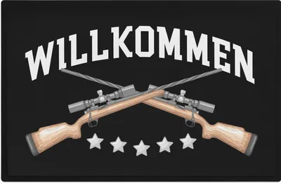 Produktbild von Trendation - Willkommen Fußmatte Grafik Schmutzfangmatte Geschenk Außen Innenbereich 60x40 cm Waschbar Türmatte Jäger