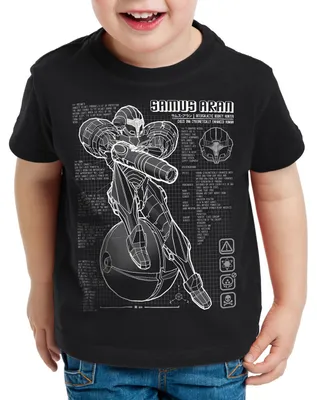 Produktbild von A.N.T. Samus Blaupause Kinder T-Shirt nerd gamer snes switch