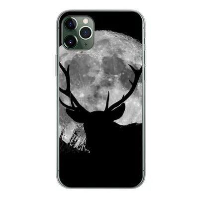 Produktbild von MuchoWow® Handyhülle Schutzhülle Hülle für iPhone 11 Pro Max Hirsch - Mond - Nacht Silikon Softcase Handy Hülle - Schutz