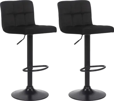 Produktbild von CLP 2er Set Barhocker Feni Samt höhenverstellbar und drehbar | Farbe schwarz