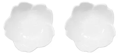 2 Mini Dessert Schalen, Blumen Dip Schalen, Porzellan, Weiß, 7,5 cm