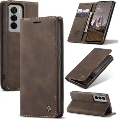 Produktbild von Hülle für Oppo Reno12 Retro Kunstledertasche mit Standfunktion Schutzhülle Kaffee