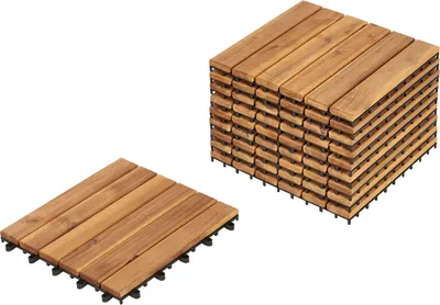 Produktbild von BELIANI Terrassenfliesen Naturfarben es Akazienholz Wetterbeständig Wetterfest Outdoor Klickfliesen Gartenfliesen Holzfliesen für Garten