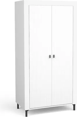 Produktbild von Minio, Kleiderschrank "ASSO 1", Drehtüreschrank, 97 cm, Weiße / Schwarze Farbe