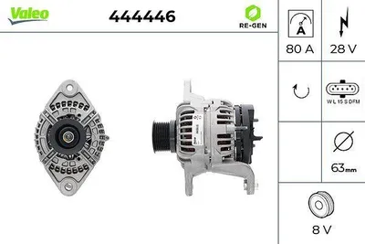 Produktbild von VALEO 444446 Lichtmaschine Generator LiMa 80A 28V für VOLVO FH 16 II FM 9 FMX FH NH 12