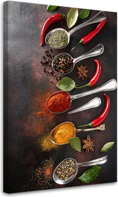 Produktbild von Leinwandbild Gewürze Küche Essen 40x60 Feeby Bunt bild für die wand bereit zum aufhängen