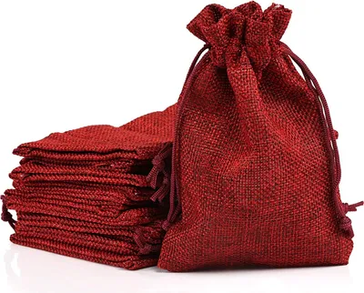 Produktbild von 24 x Jutesäckchen Rot Jute Beutel für Adventskalender Stoffbeutel Natur Säckchen Geschenksäckchen - 13*18cm