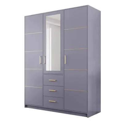 Image de Armoire avec miroir BALI D3, largeur de l'armoire 150 cm, armoire avec 3 tiroirs (rose)