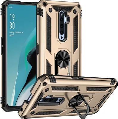 Image de Etui pour Oppo Reno2 Z / Reno2 F étui de protection militaire double couche avec support d'anneau et stand Or