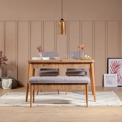 Obrázok produktu pre Skye Decor, Vina 0701 - Soho, Atlantic, súprava rozkladacieho jedálenského stola a stoličiek (4 kusy), atlantická borovica, 100 % MELAMÍNOM POTRETÁ DOSKA, 130 x 80 x 77 cm