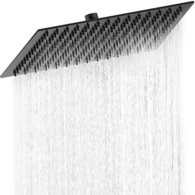 Zdjęcie produktu dla Głowica prysznicowa, stal nierdzewna 304, kwadratowa, matowa czerń, 30 cm