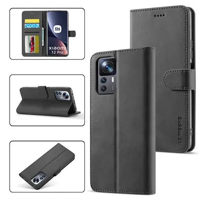 Obrázek produktu pro Pouzdro pro Xiaomi 12T / 12T Pro / Redmi K50 Ultra, kožené flipové pouzdro s magnetickým uzávěrem a stojánkem, ochranné pouzdro černé