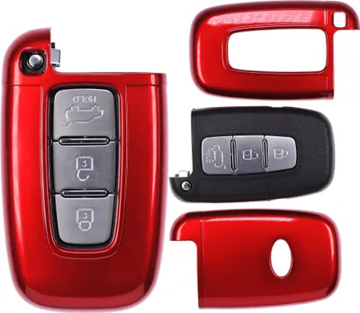 Produktbild von Auto Schlüssel Kunststoff Hülle ABS Plastik Schutz Cover Rot kompatibel mit Hyundai i10 i20 ix35 Kia Ceed Soul Sportage KEYLESS SMARTKEY