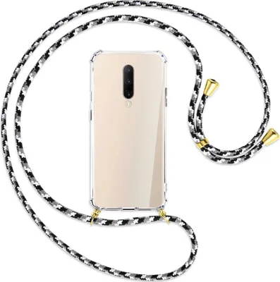 Produktbild von Handykette Backcover-Schutzhülle mit Band (Metall goldfarben) für OnePlus 7 Pro - schwarz/grau/weiß