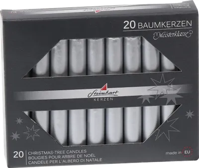 Produktbild von Baumkerzen Edelglanz Silber 95 x Ø 13 mm, 20 Stück