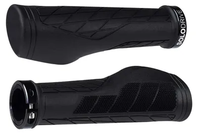 Immagine prodotto di Manopole per bicicletta, ergonomiche, antiscivolo, in gomma, sistema di bloccaggio singolo, colore nero, diametro 22,2 mm