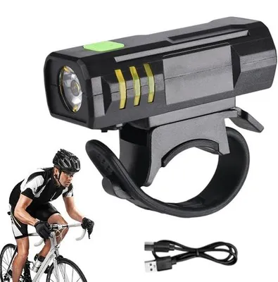 Image de Lampe de vélo légère - lampe de vélo rechargeable avec chargeur USB - 3 niveaux de luminosité - idéale pour les sorties nocturnes, les vélos de ville, les vélos de course et les VTT